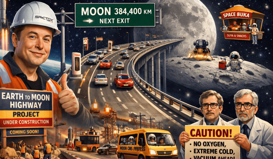 Elon Musk highway bridge to the moon